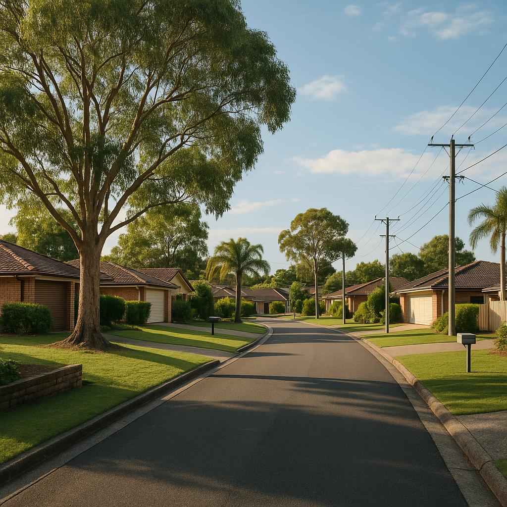 Albany Creek suburban street with established family homes and trees