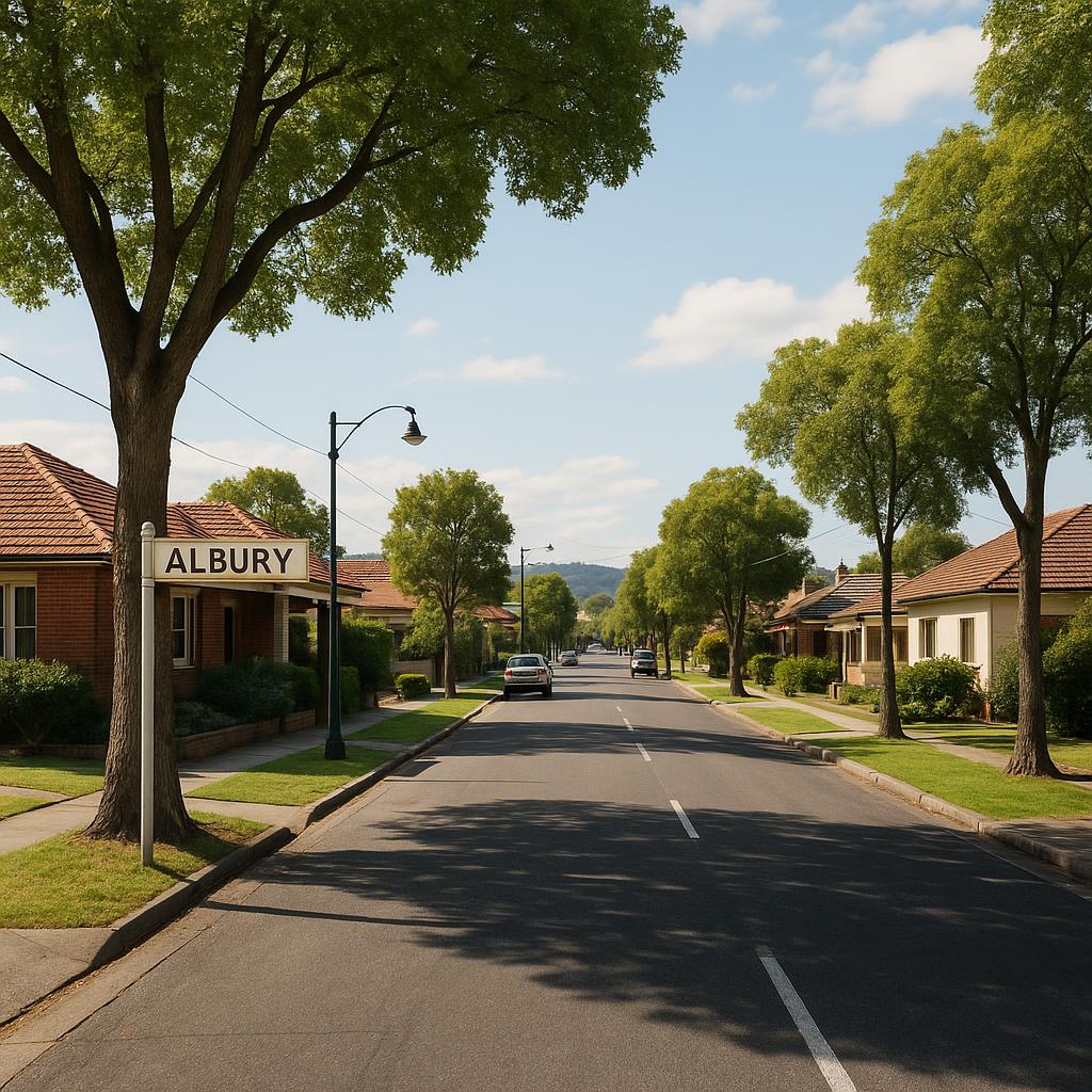 Albury NSW residential streetscape with established homes and trees