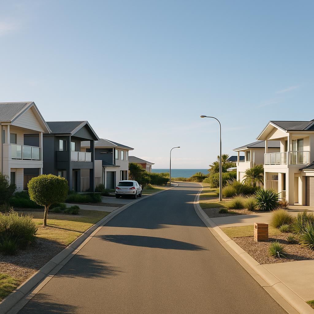 Aldinga Beach coastal suburban street with family homes