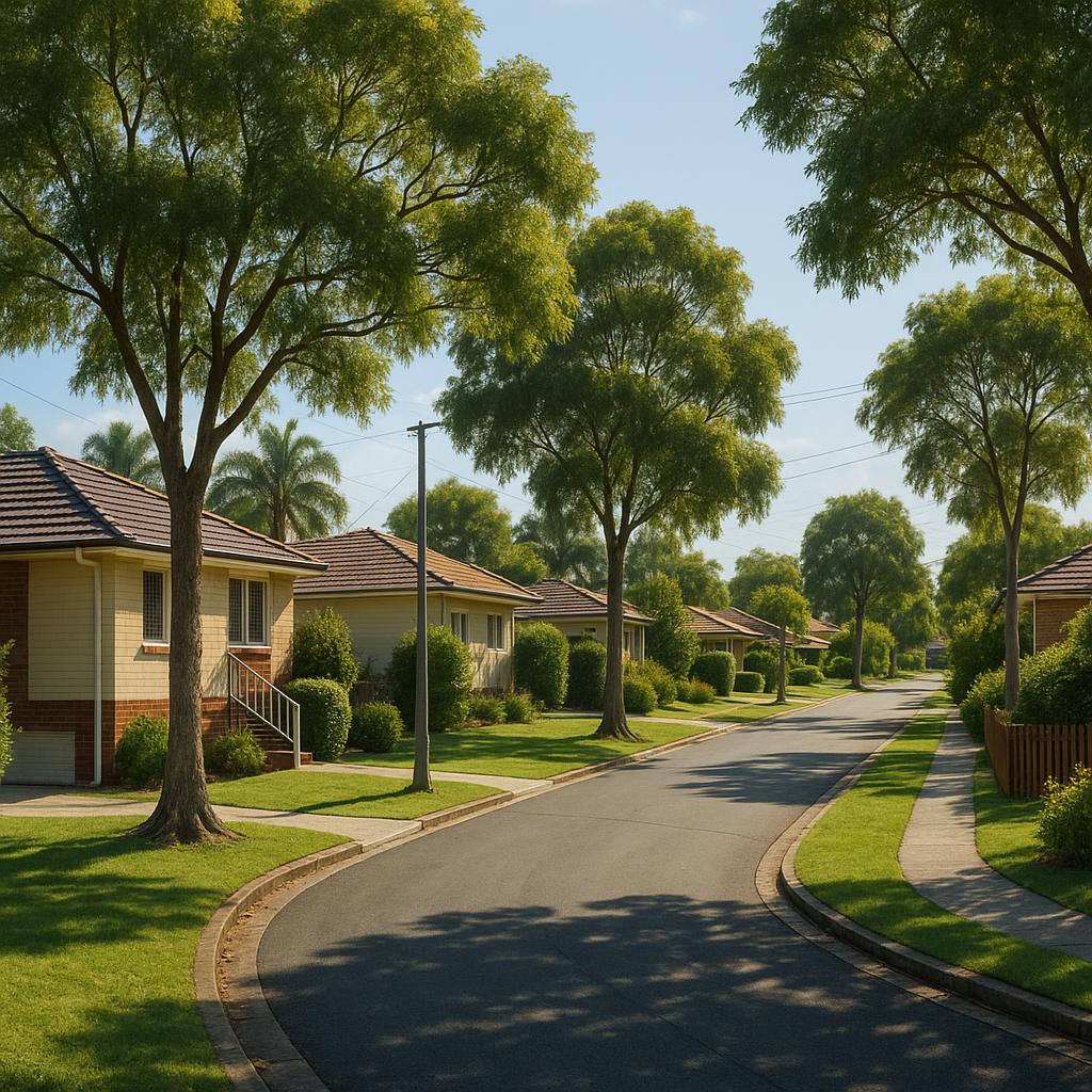 Leafy Aspley suburban street with mature family homes