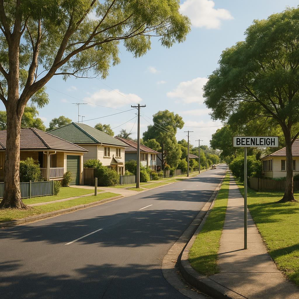 Established Beenleigh QLD suburban streetscape with detached homes