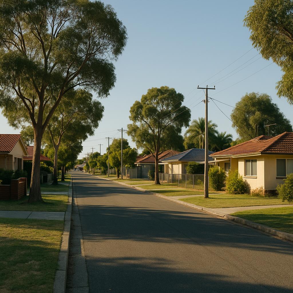 Practical suburban street in Bentley WA with modest homes