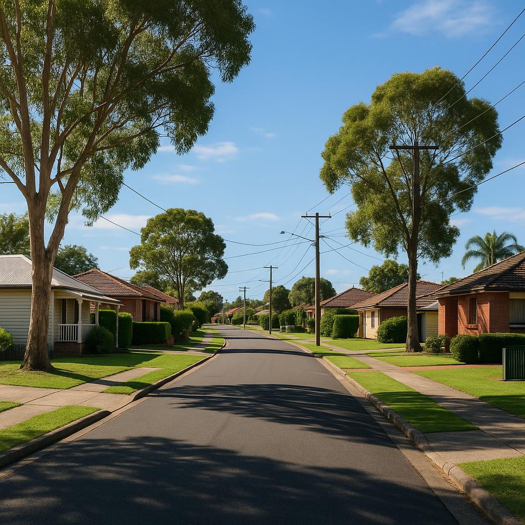 Bomaderry suburban street with detached houses and trees