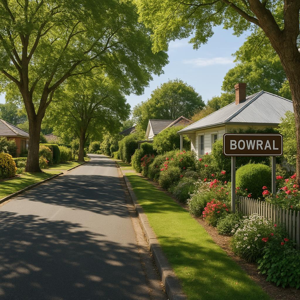 Leafy Bowral street with established homes and garden frontage