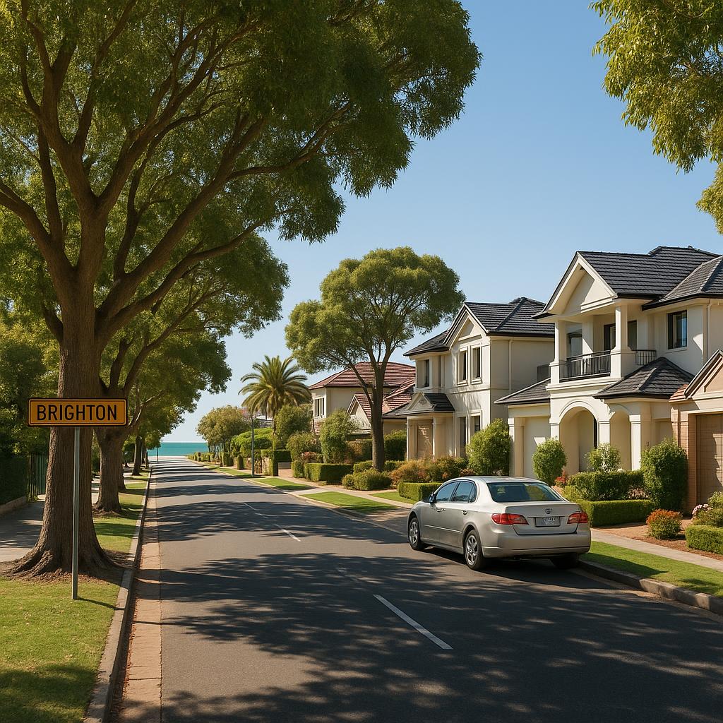 Brighton SA coastal suburb streetscape with premium homes