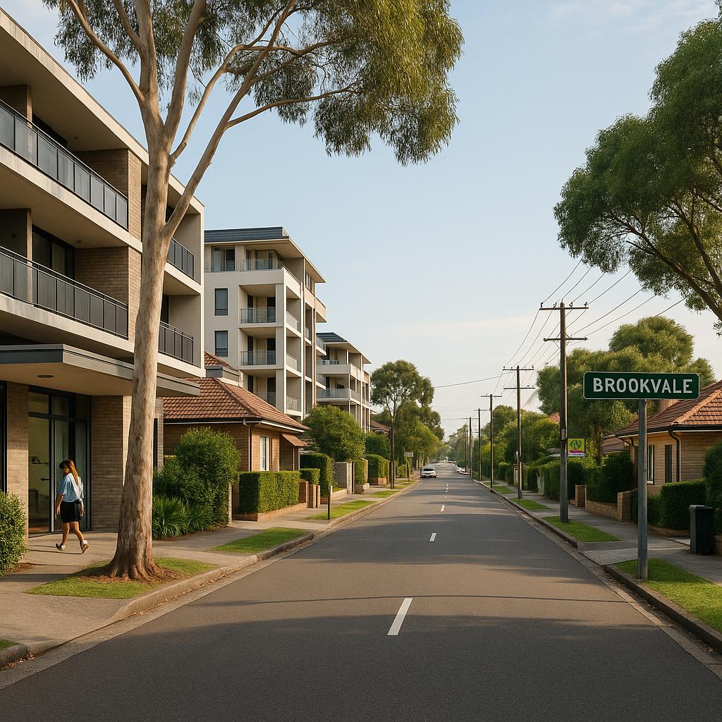 Brookvale NSW mixed-use suburban streetscape in the Northern Beaches