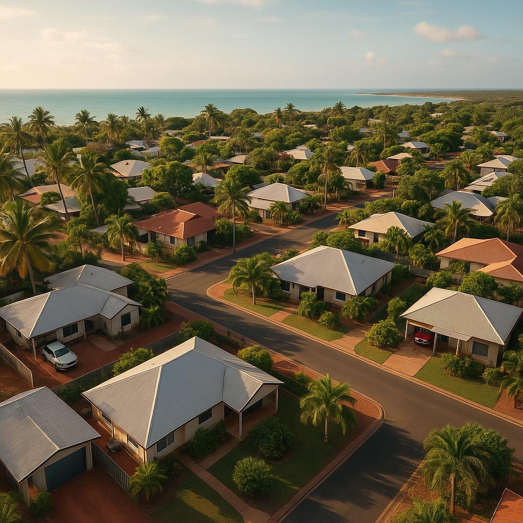 Broome WA coastal residential streets in tropical light