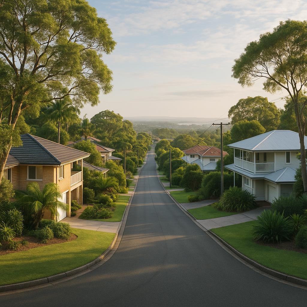 Leafy elevated Buderim street with established homes and coastal light