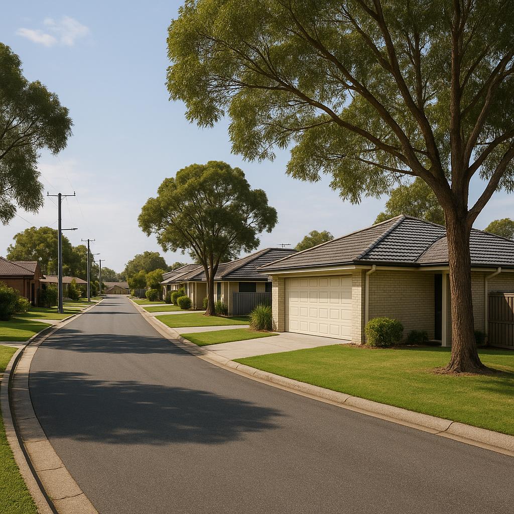 Caboolture suburban streetscape with detached family homes and wide blocks