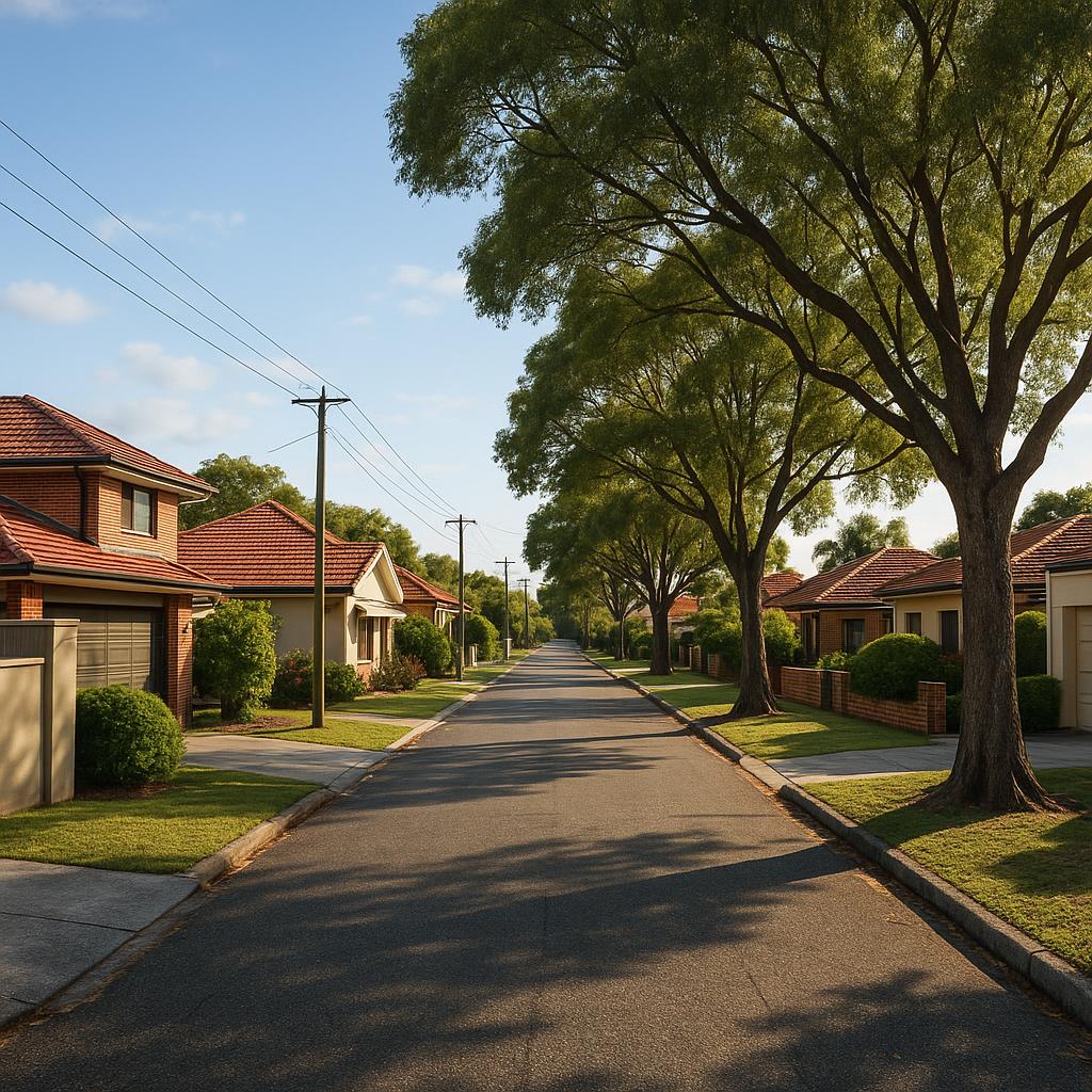 Quiet residential street in Carlisle South with mixed homes and trees