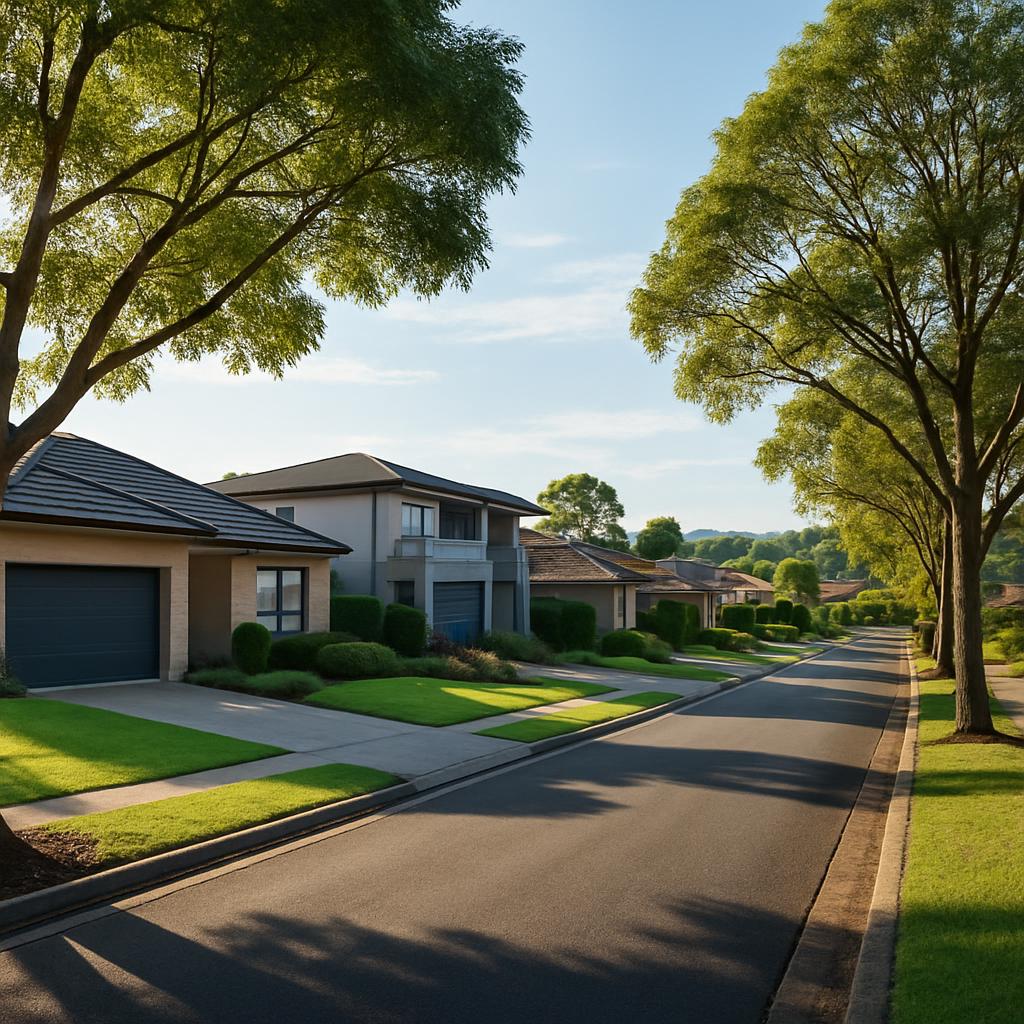 Castle Hill residential street with modern homes and a suburban hills district feel
