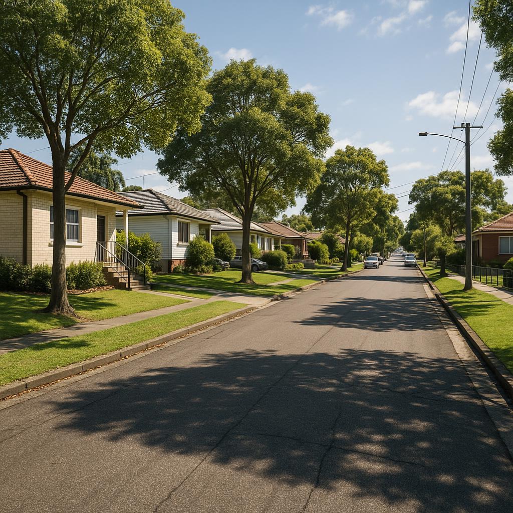 Charlestown NSW suburban streetscape with established homes and leafy verges