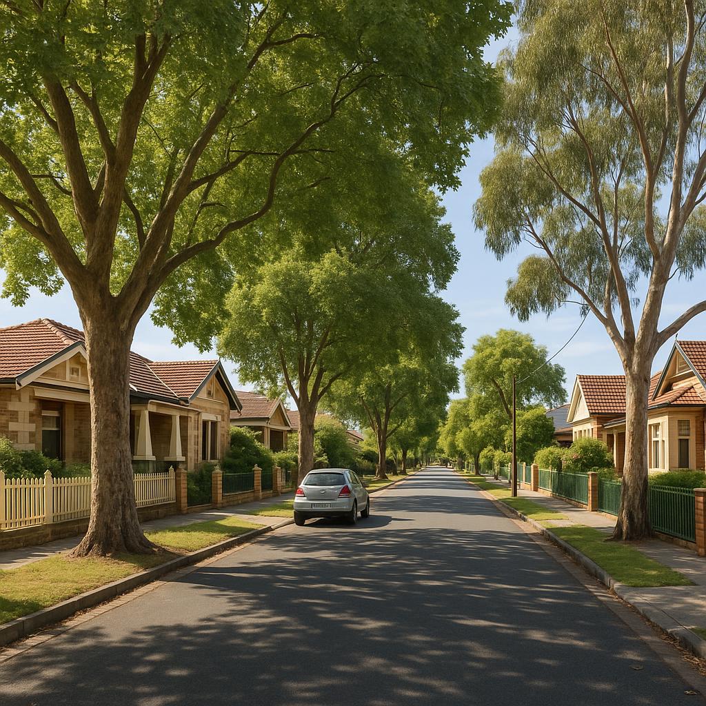 Established Adelaide streetscape with character homes and mature trees