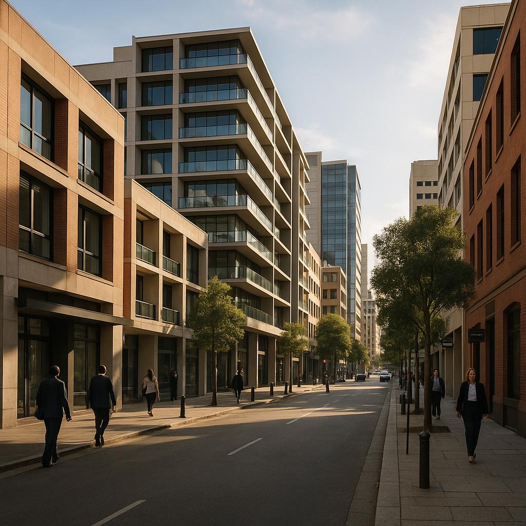 Inner-city Perth apartment streetscape near Cloisters Square