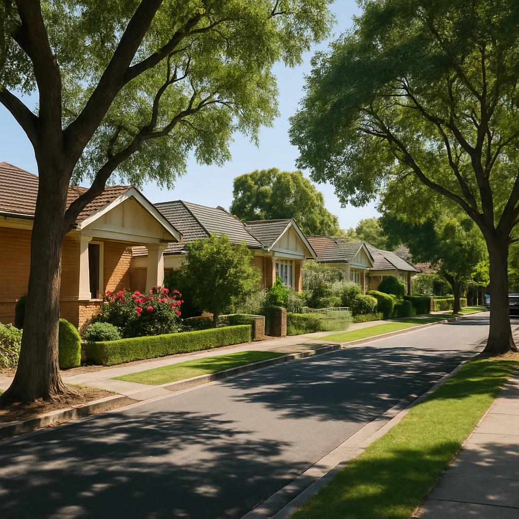 Established Collinswood streetscape with mature trees and detached homes