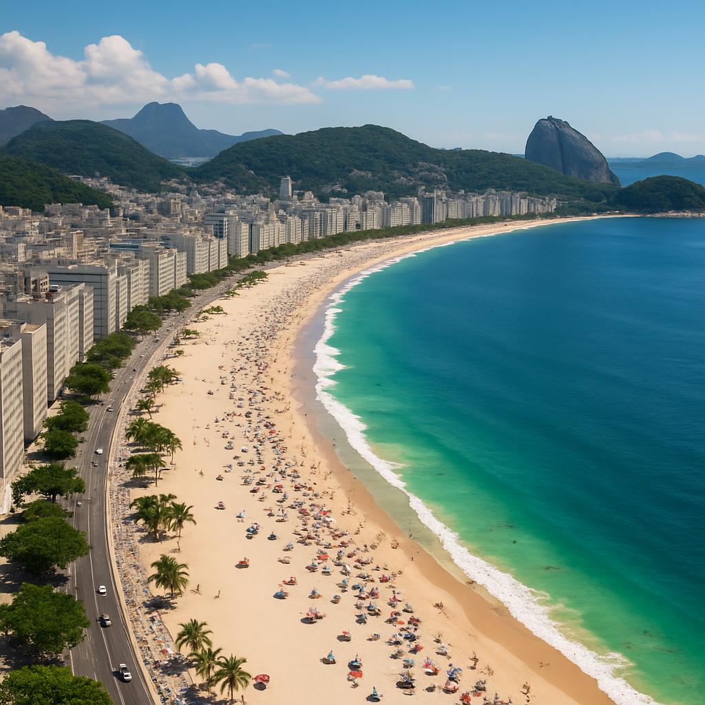 Aerial shot of Copacabana Beach in NSW
