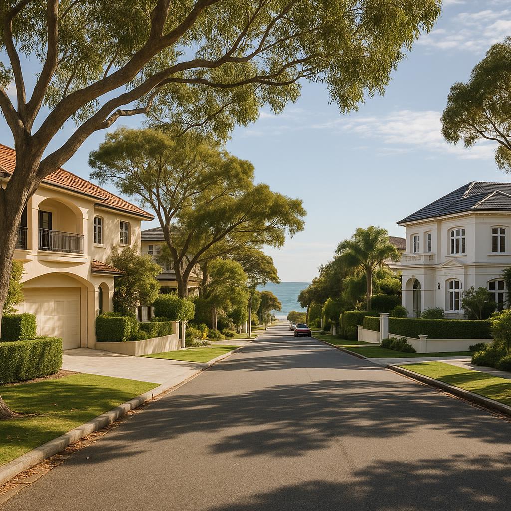 Cottesloe WA coastal streetscape with elegant homes near the beach