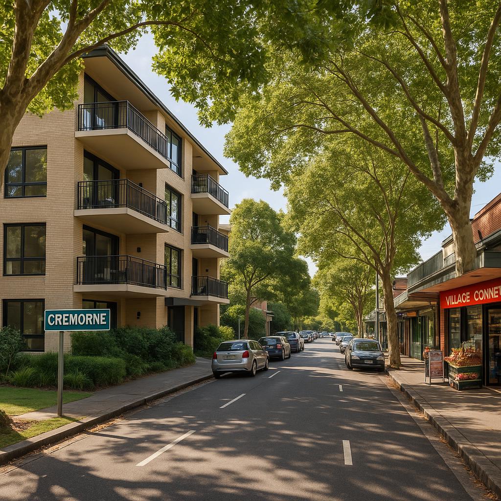 Cremorne NSW apartment streetscape in a leafy Lower North Shore setting