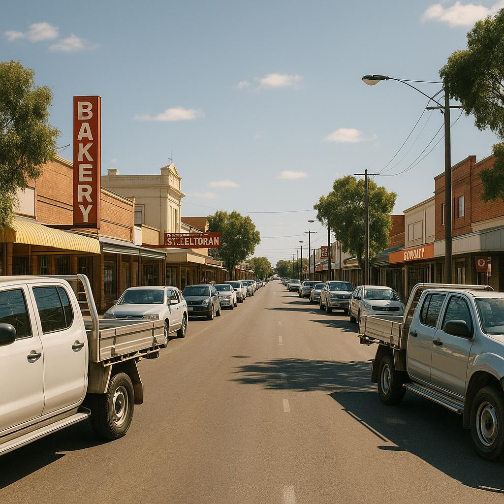 Regional Queensland town centre streetscape in daylight