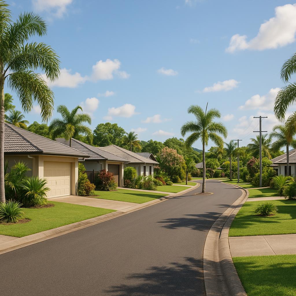 Edmonton QLD suburban streetscape with detached homes and tropical greenery