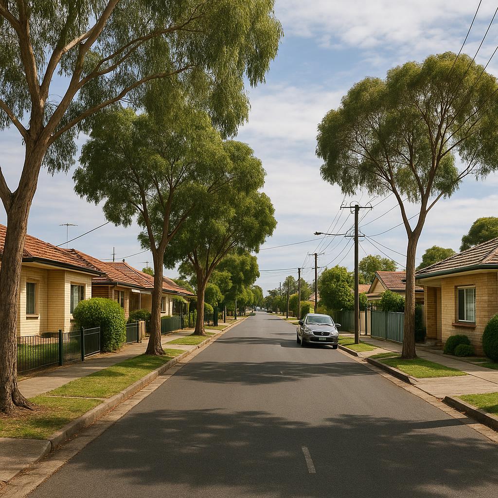Established northern Adelaide suburb streetscape with practical homes and mature trees