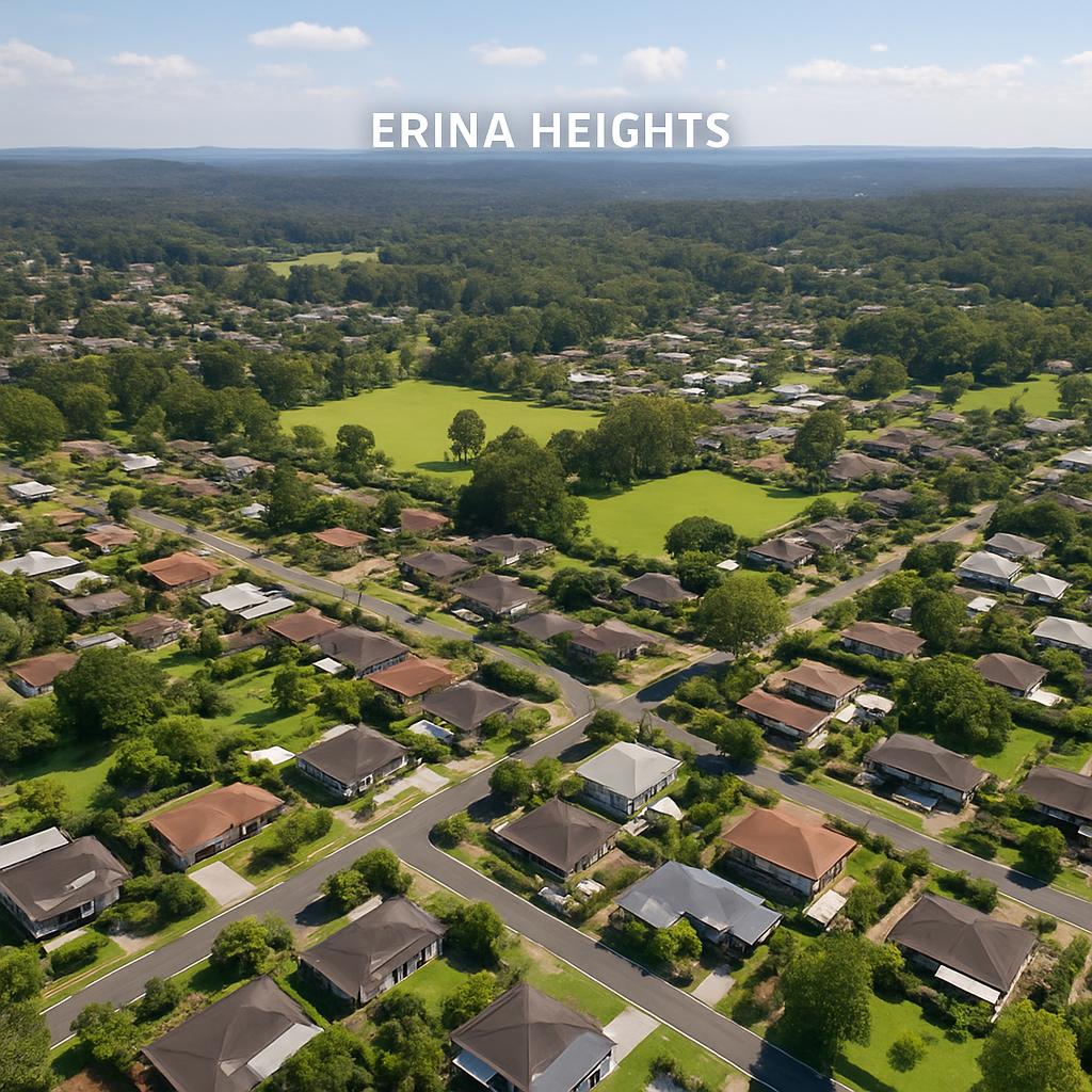 Aerial view of Erina Heights with homes and parks