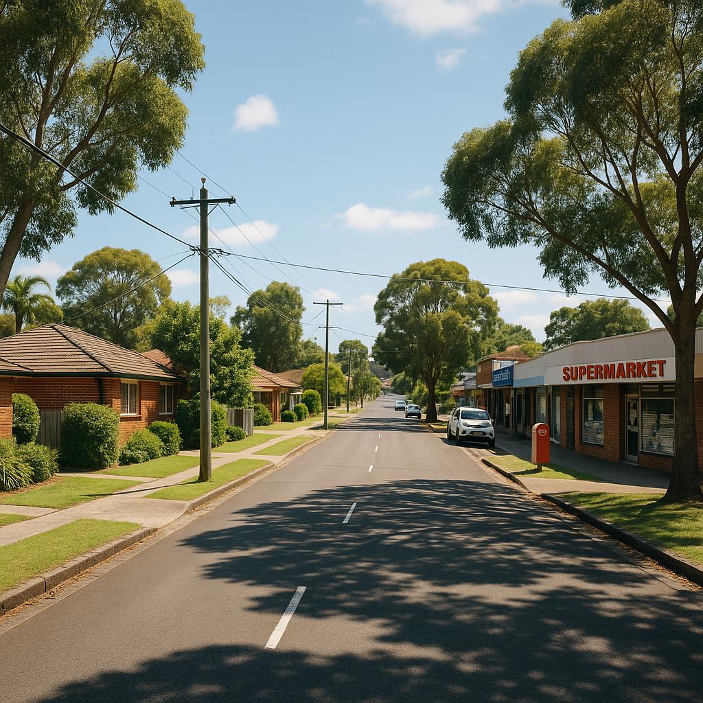 Established suburban street near a local shopping precinct in Erina