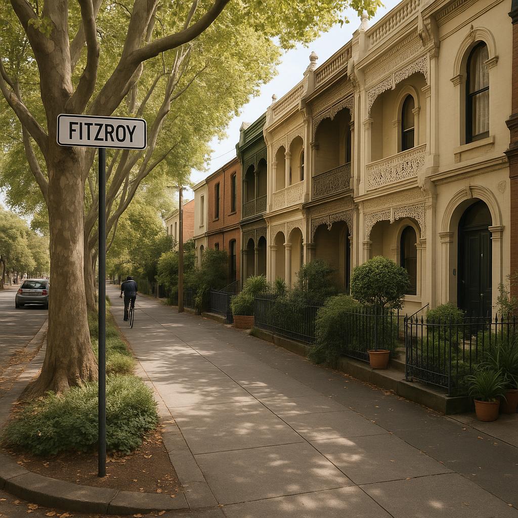 Fitzroy heritage terrace streetscape with leafy inner-city character