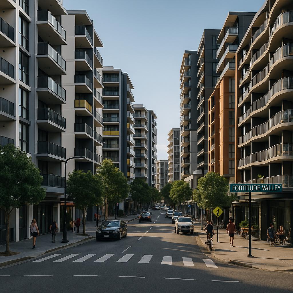 Fortitude Valley inner-city apartment streetscape in Brisbane