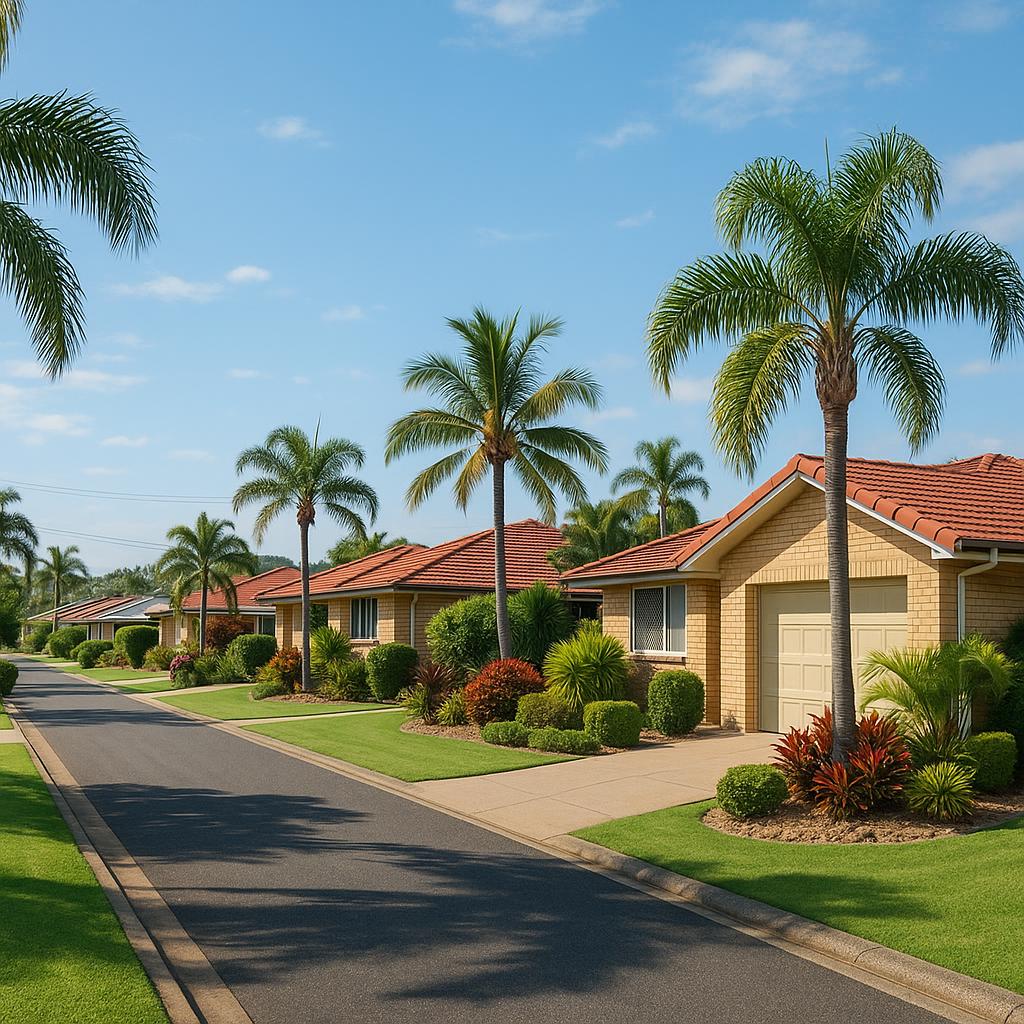 Established Frenchville QLD residential street with tidy homes and tropical streetscape
