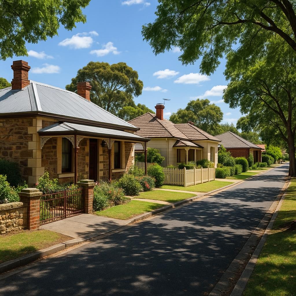 Gawler SA streetscape with heritage cottages and family homes
