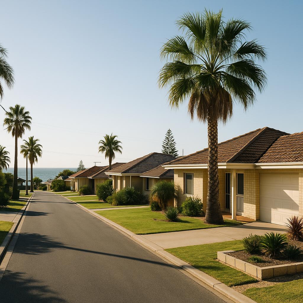 Geraldton WA coastal suburban street with tidy homes