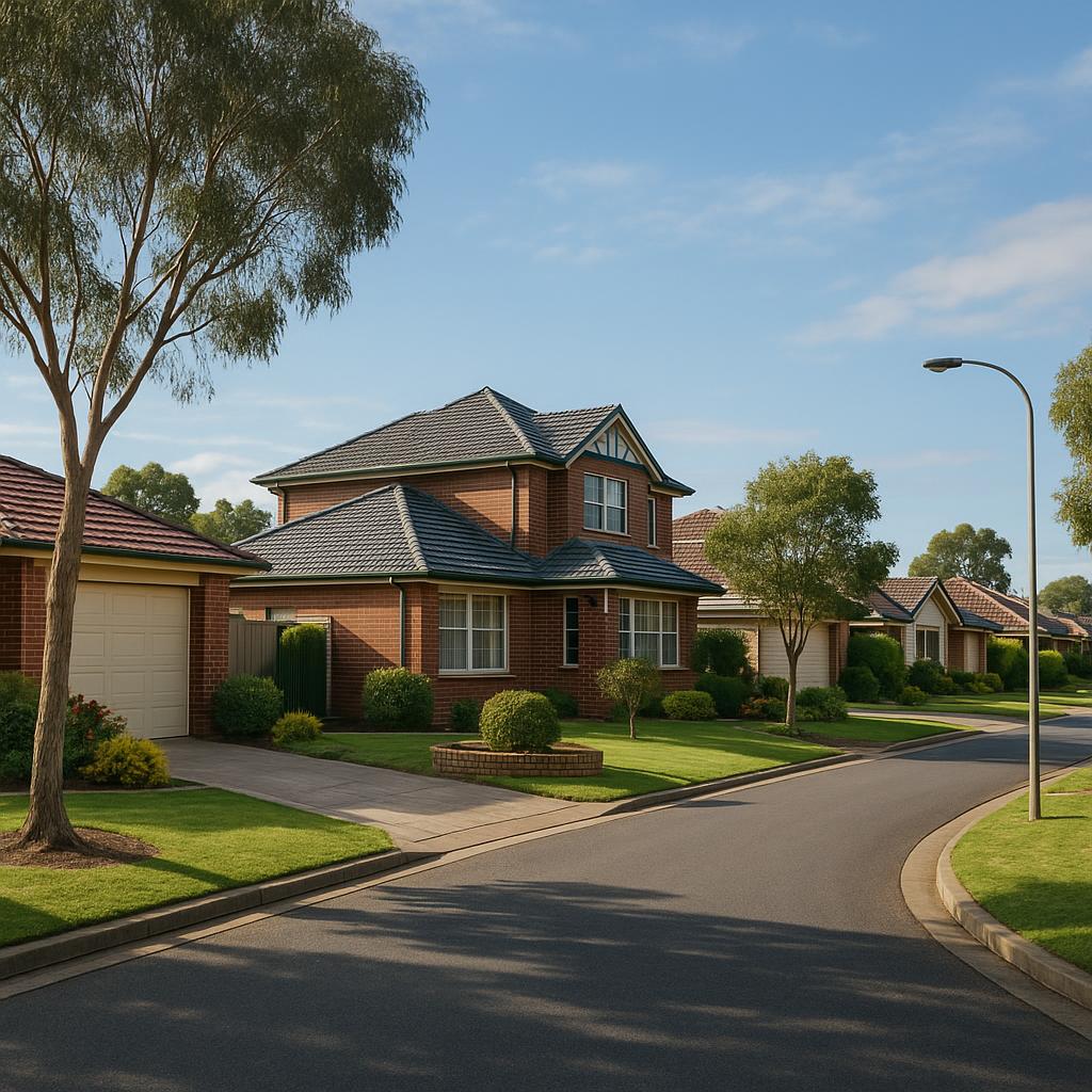Golden Grove suburban streetscape with family homes and tidy gardens
