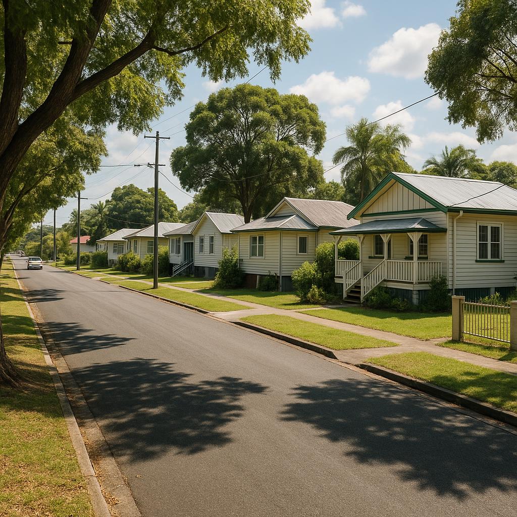 Established Goodna streetscape with detached homes and trees
