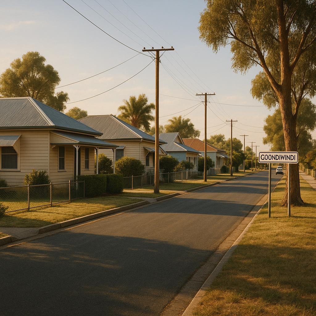 Goondiwindi regional streetscape with detached homes and wide streets