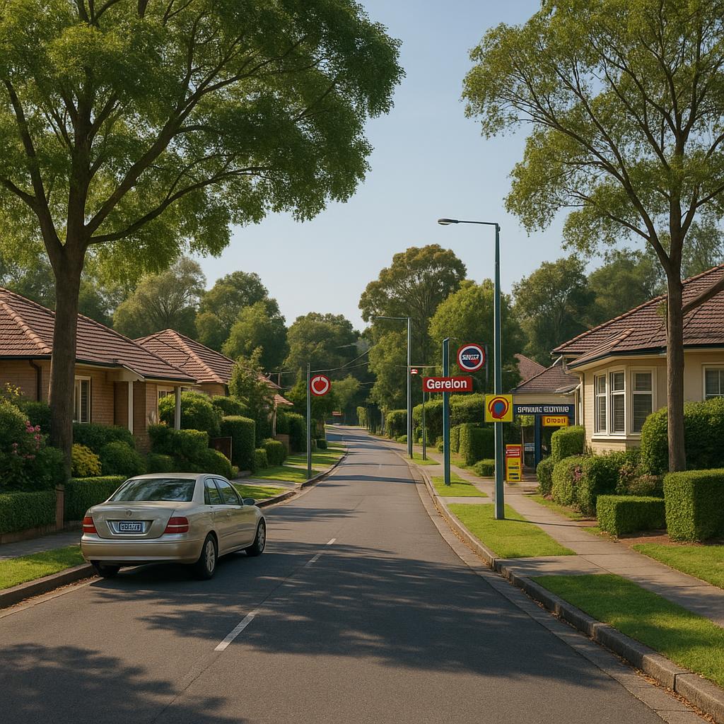 Leafy Gordon NSW streetscape near transport and homes