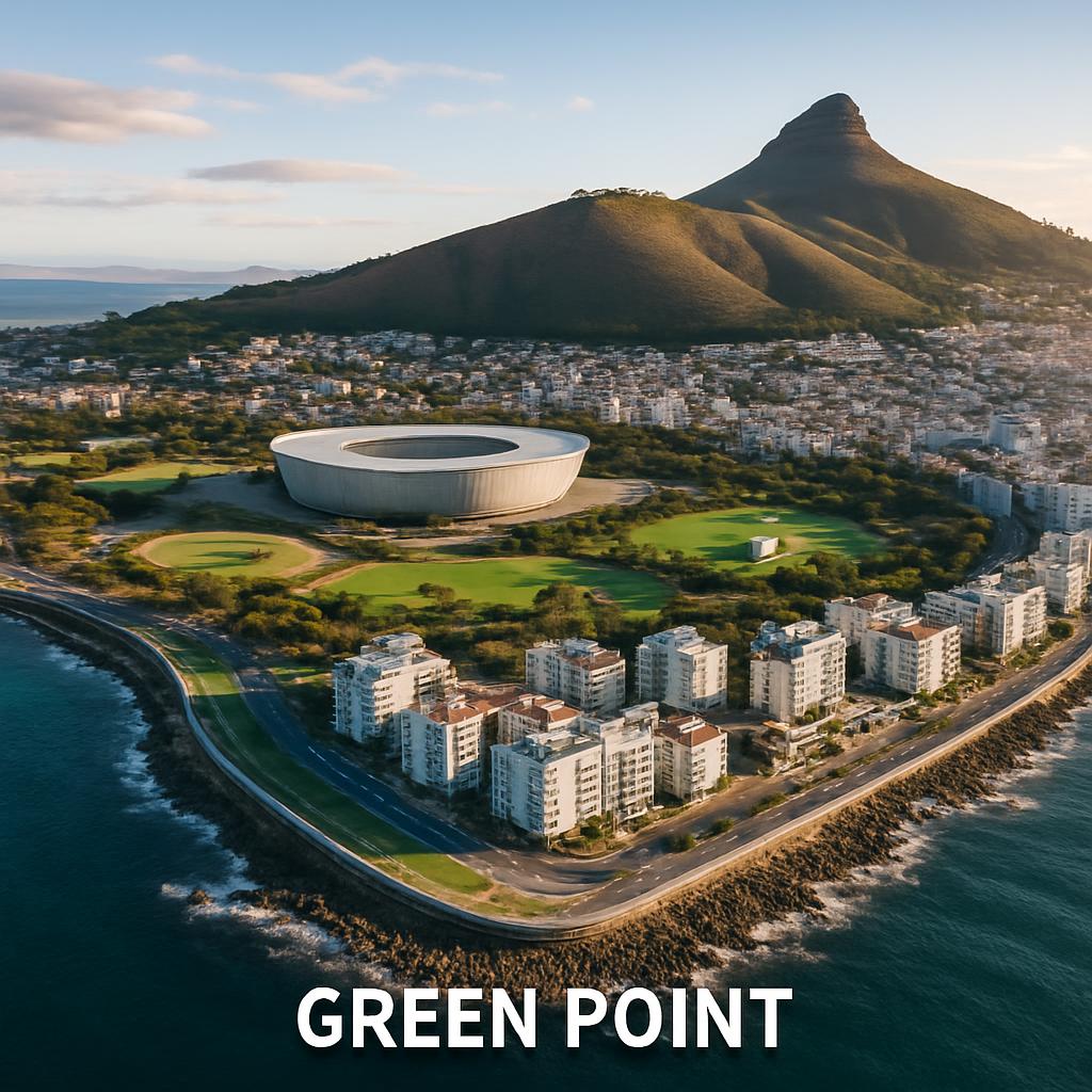 Aerial view of Green Point with waterfront