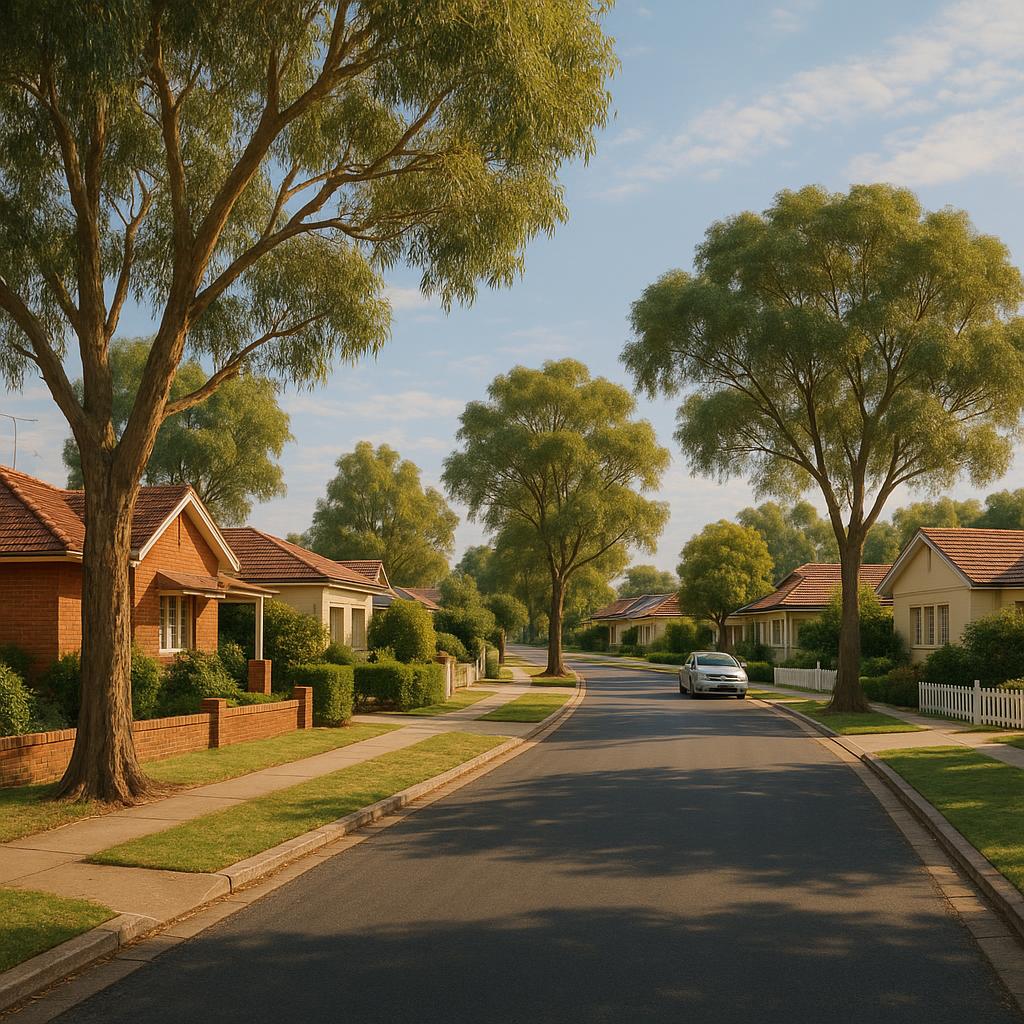 Griffith NSW suburban street with established homes and regional character