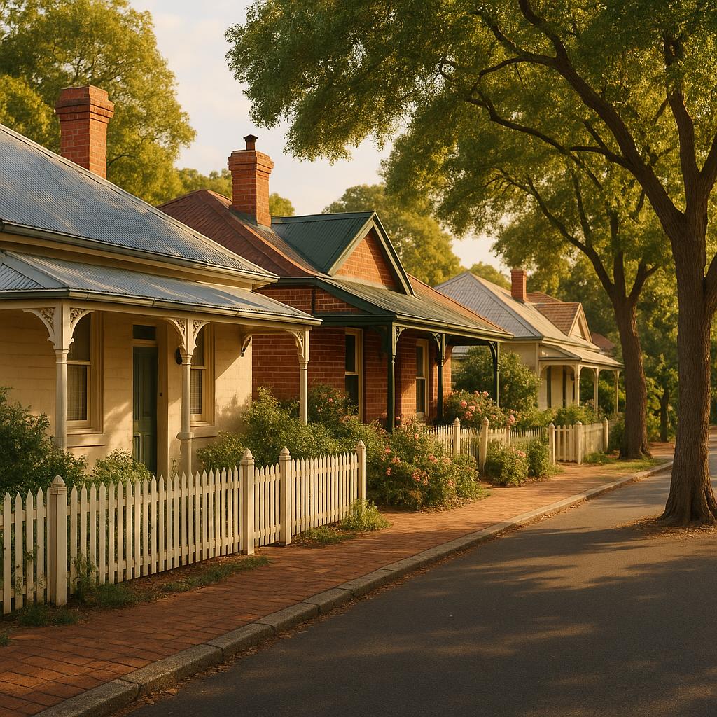 Heritage cottages on a leafy Guildford WA street