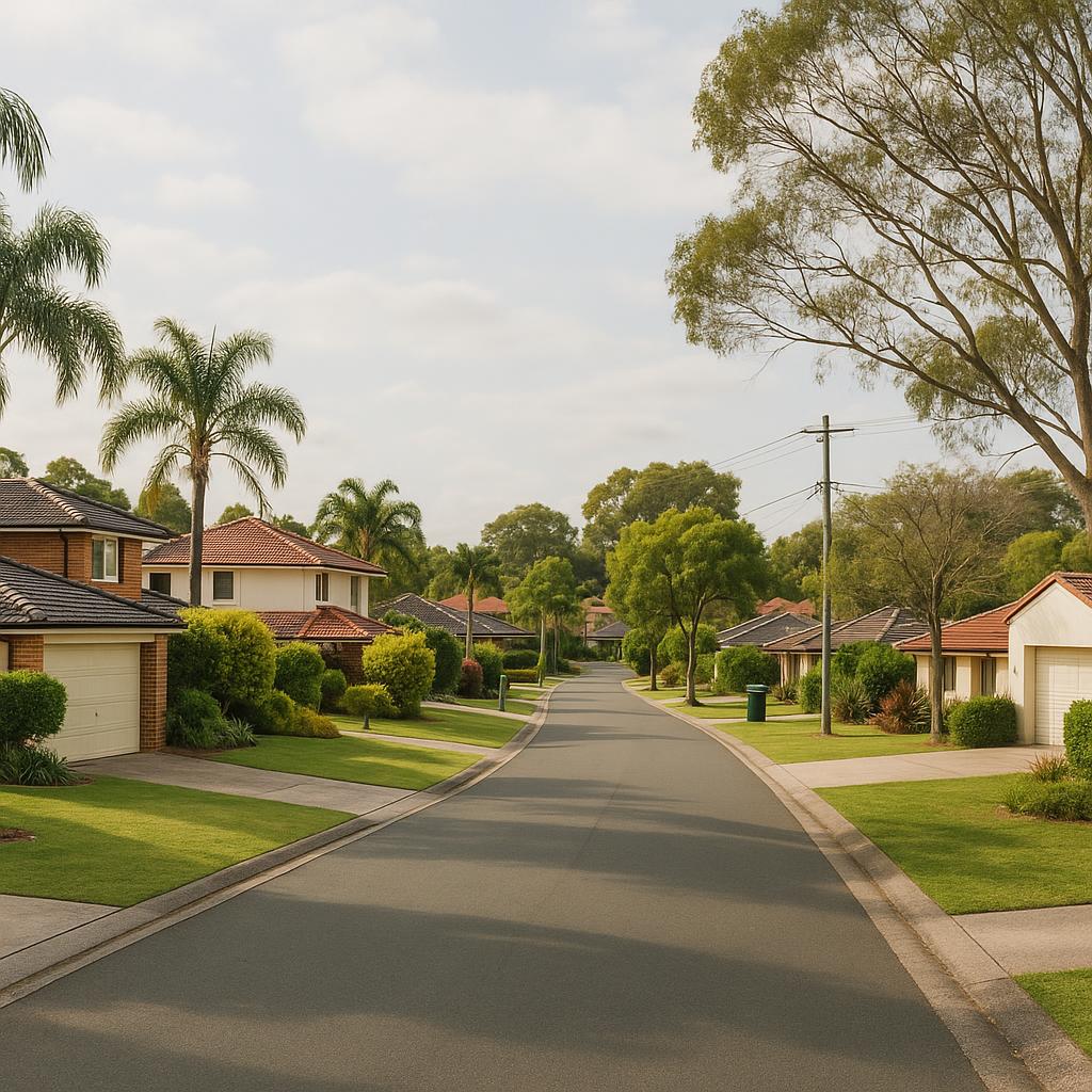 Helensvale suburban streetscape with family homes and greenery