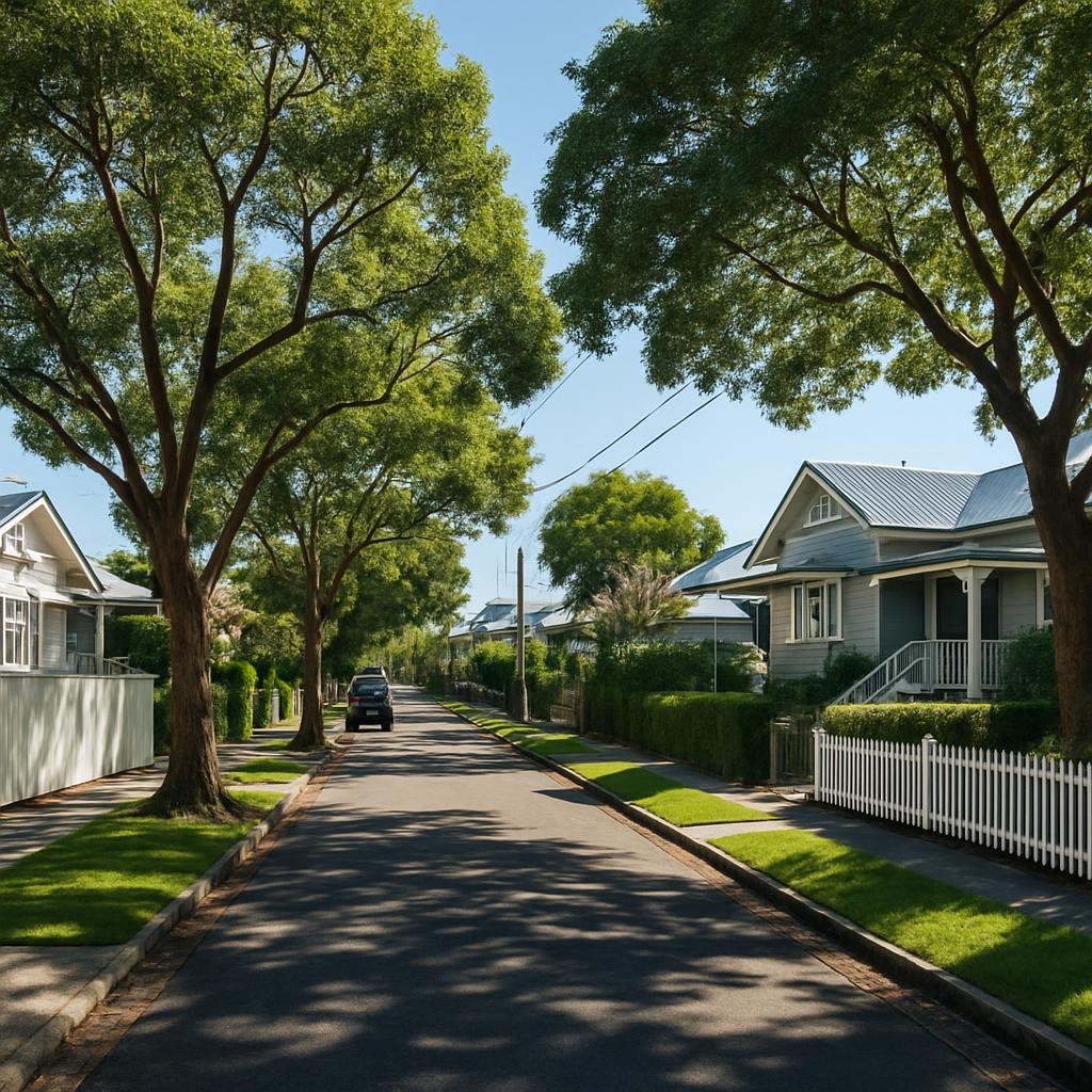 Leafy Hendra residential street with character homes and mature trees