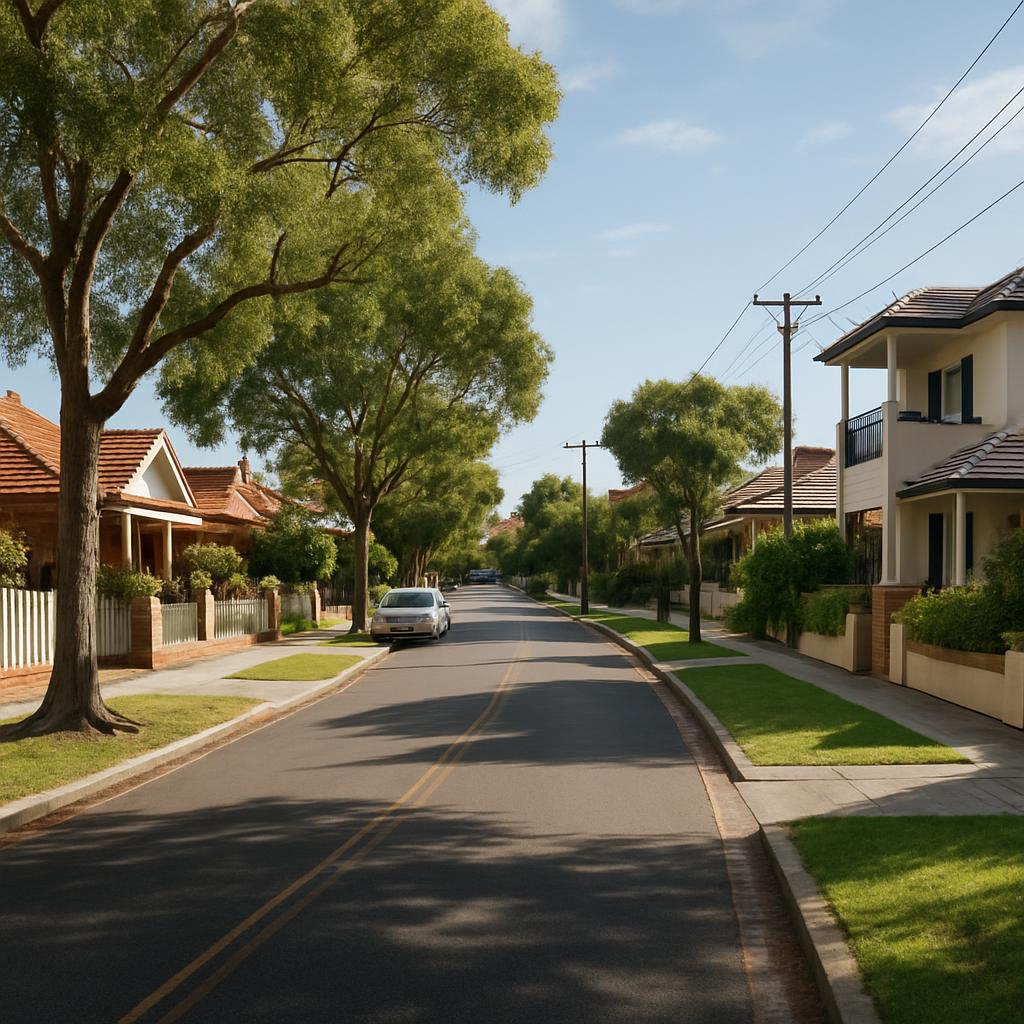 Inner-west Perth streetscape with low-rise homes and leafy verges