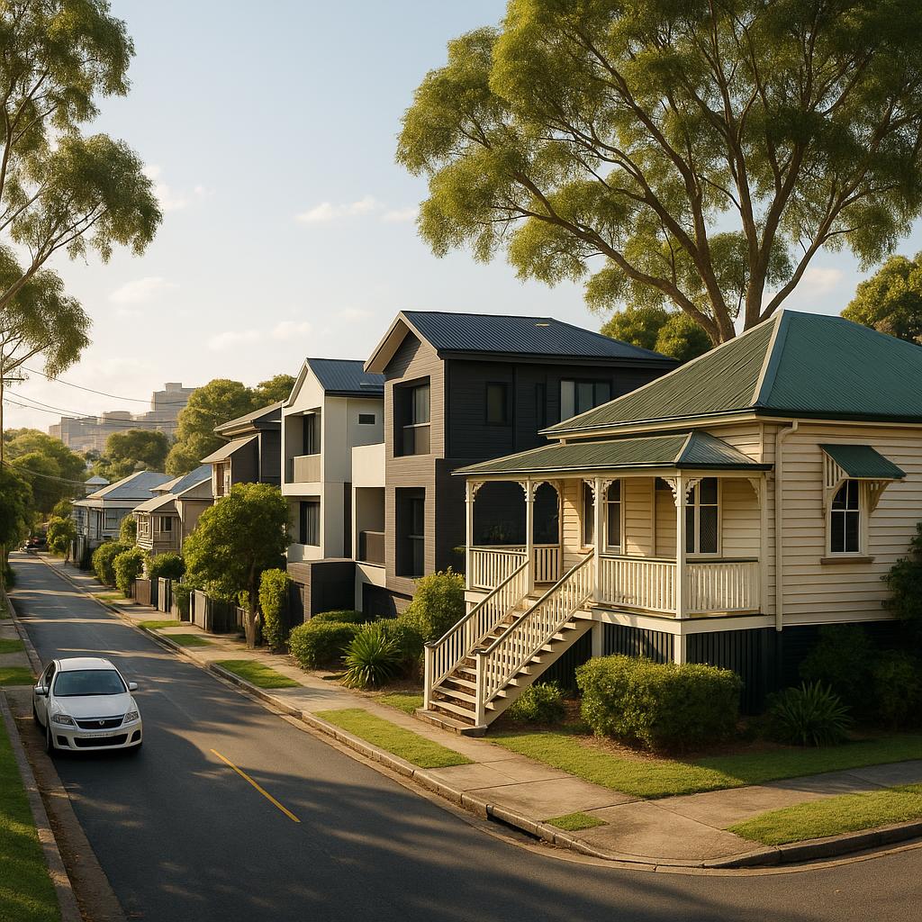 Herston inner-north Brisbane streetscape with homes and leafy urban setting