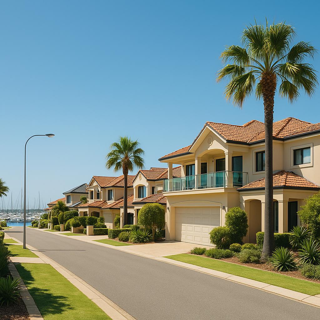 Hillarys coastal residential streetscape near the marina