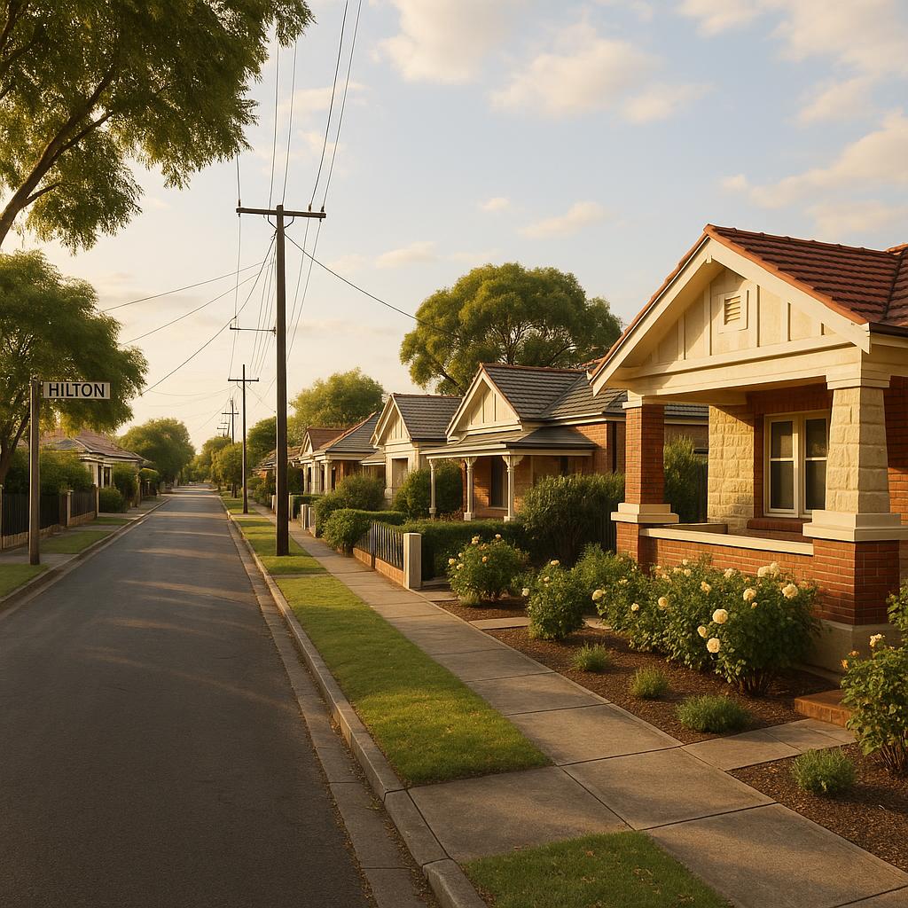 Hilton SA suburban street with character homes and established streetscape