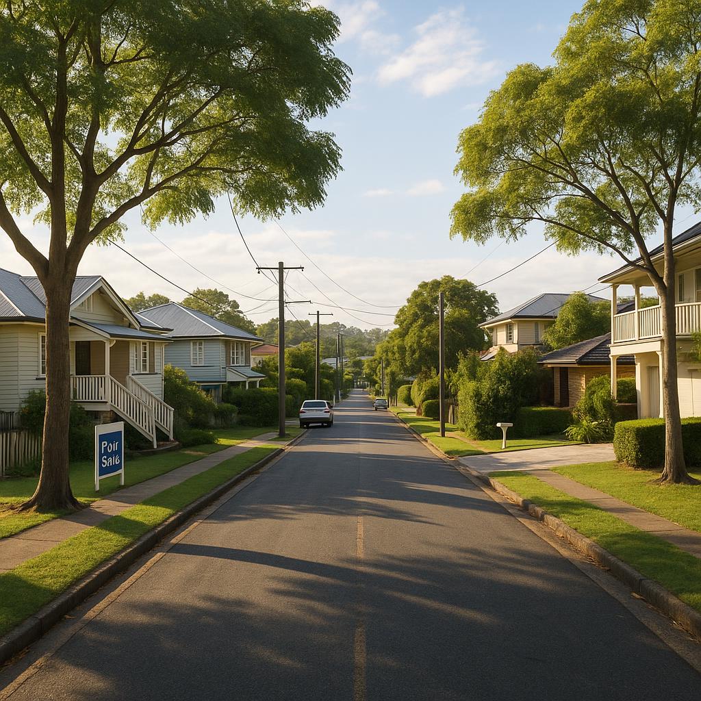 Indooroopilly streetscape with established homes and leafy inner-west character