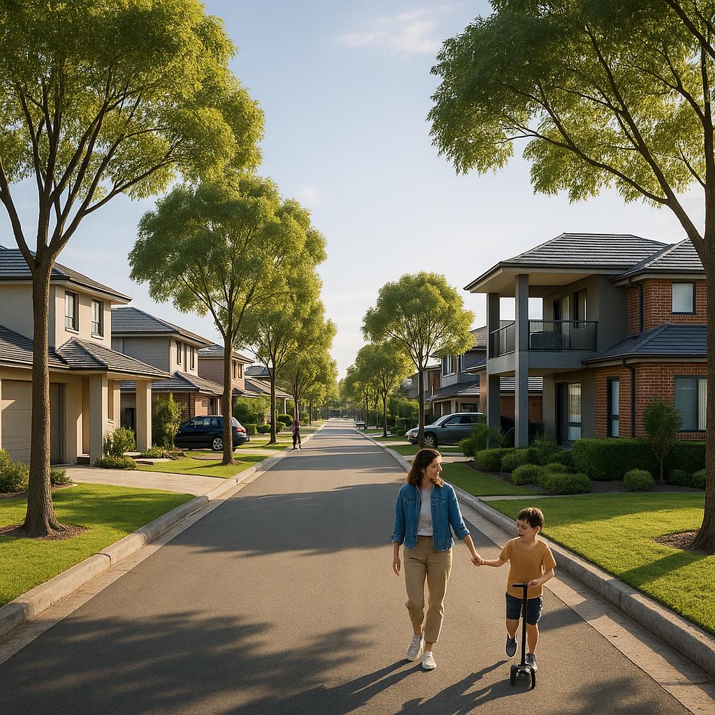Kellyville NSW suburban streetscape with modern family homes