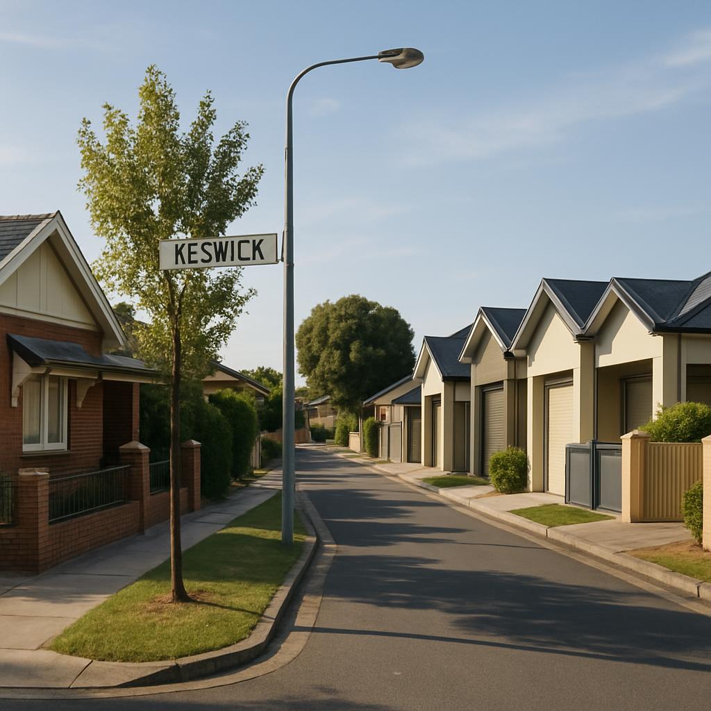 Inner-west Adelaide street scene with mixed housing and city-fringe feel