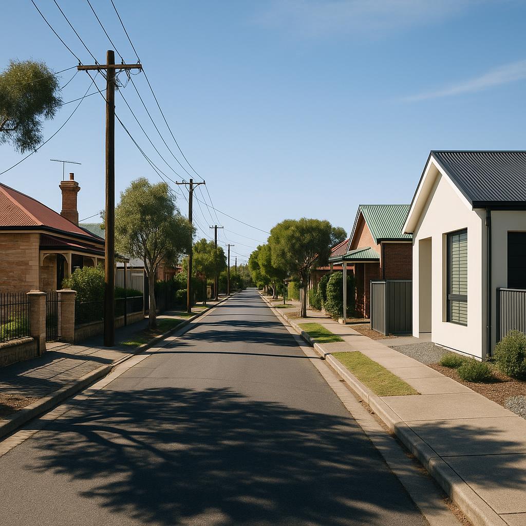 Inner-northern Adelaide street showing older homes and infill in a practical suburb setting
