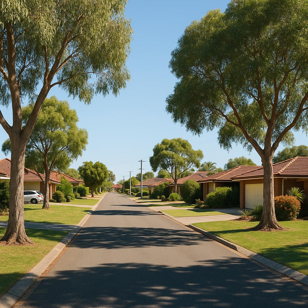 Established Kingsley WA suburban street with detached homes and mature trees